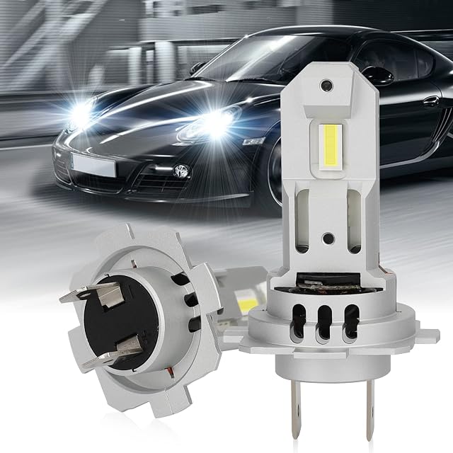 OPL5 H7 LED Headlight Bulbs, Super Bright LED CSP Chips 6500K Cool White 8400LM 42W, 1:1 Mini Size Wireless No Adapter Required, Plug & Play H7 Car Headlight Conversion Kit with Cooling Fan, Pack of 2