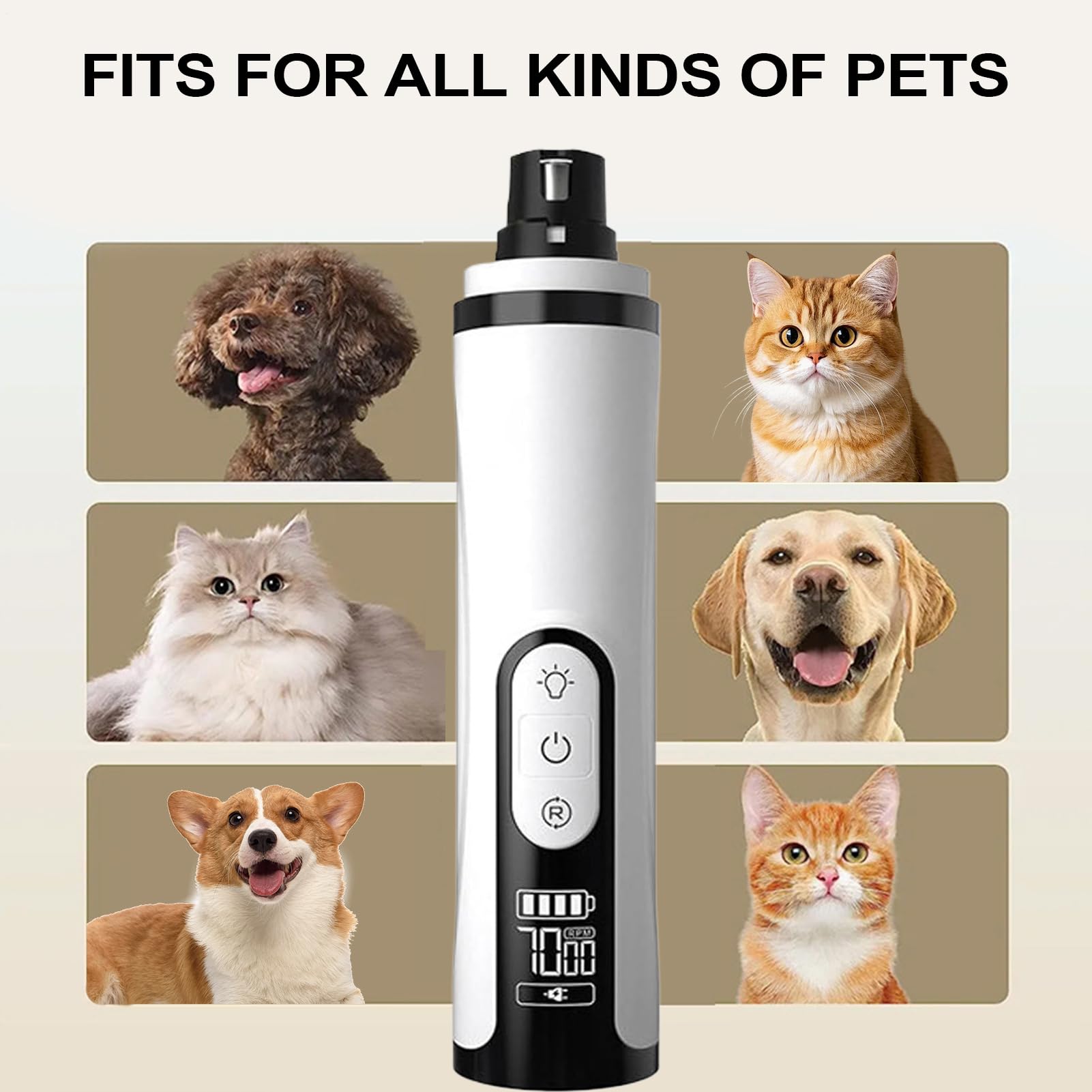 Broyeur à ongles électrique pour chien Outil de toilettage 3 vitesses