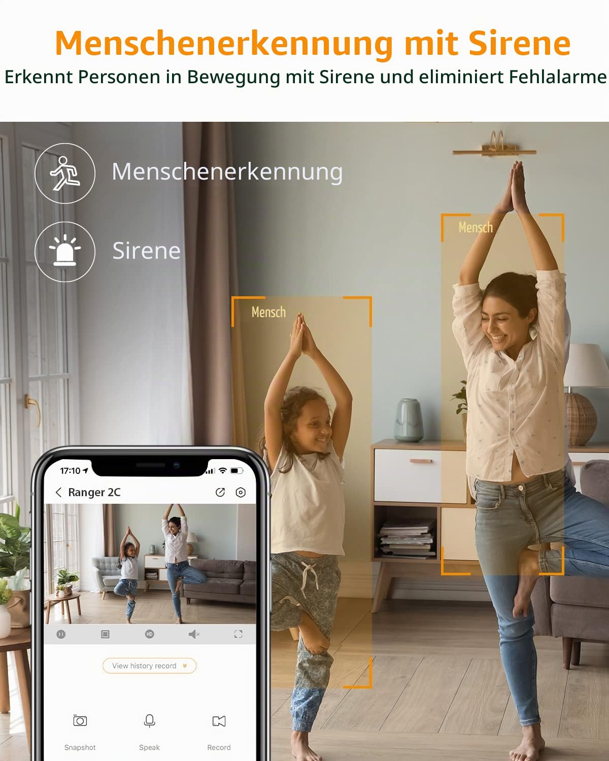 Imou 360 Grad WiFi Überwachungskamera Schwarz, 1080P Full HD, Domo Kamera, Nachtsicht, Privatsphäre-Modus, Kamera, Alexa Google Assistant, Bewegungserkennung & Menschenerkennung, 2-Wege-Audio