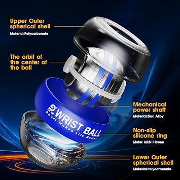 JIN BD Auto-Start Gyro Ball Wrist Trainer - Blue