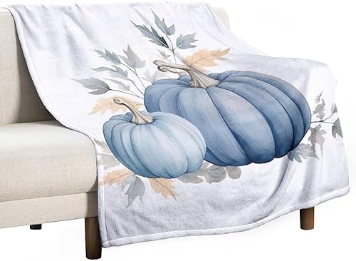 Manta rústica de calabaza azul polvoriento, con estampado de acuarela, Acción de Gracias o Halloween, manta suave de 30 x 40 pulgadas, acogedora disponible en Yaxa Guatemala