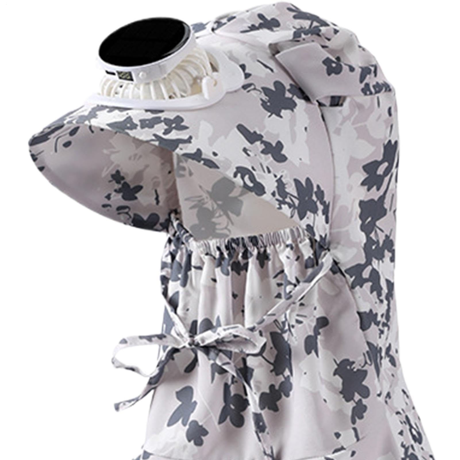 Cappello con ventole Solar Power USB ricaricabile a tesa larga collo Flap 3 velocità | Cappello da sole a ventaglio solare, per giardinaggio, spiaggia, vacanze, viaggi, campeggio, escursionismo