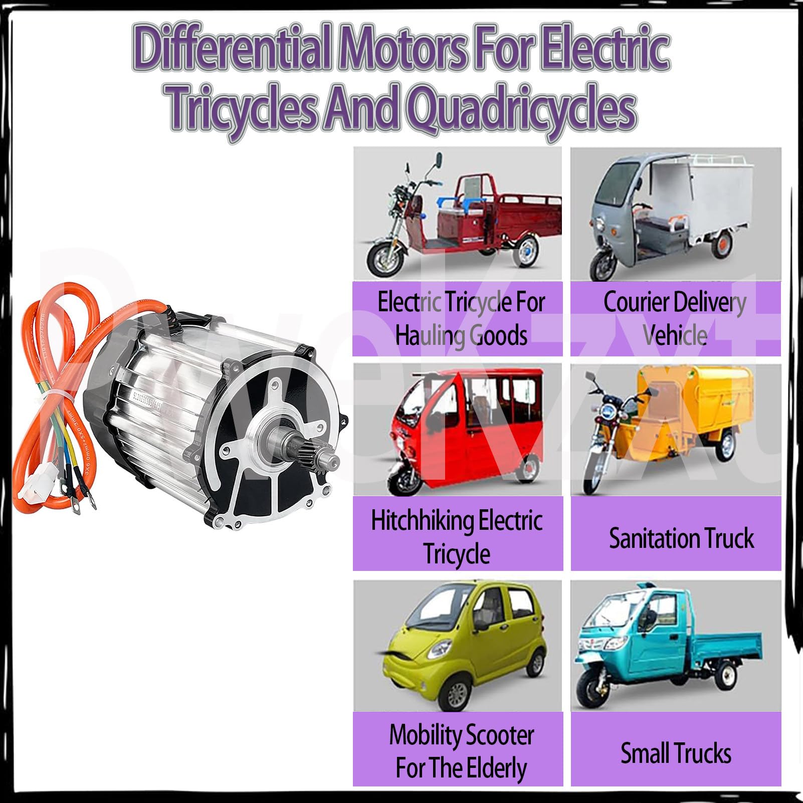 Silnik Z Mechanizmem RóżNicowym Do Elektrycznego TróJkołOwca1000 W – 4000 W 48V-1800W