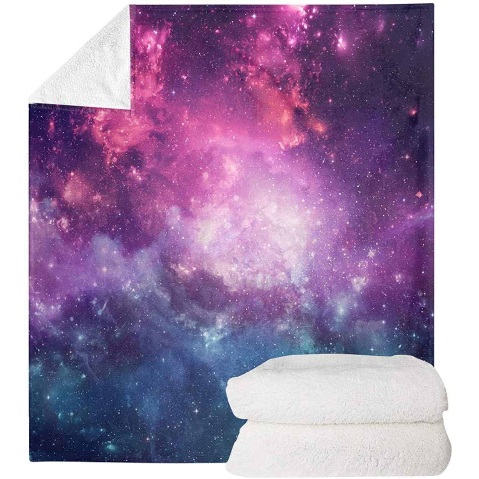 CLOHOMIN Pink Blue Galaxy Throw for Indoor/Outdoor Blanket for Kids and Adult Fahion Couch Sofa Cover, Bedding Room Throw Blanket — image 1