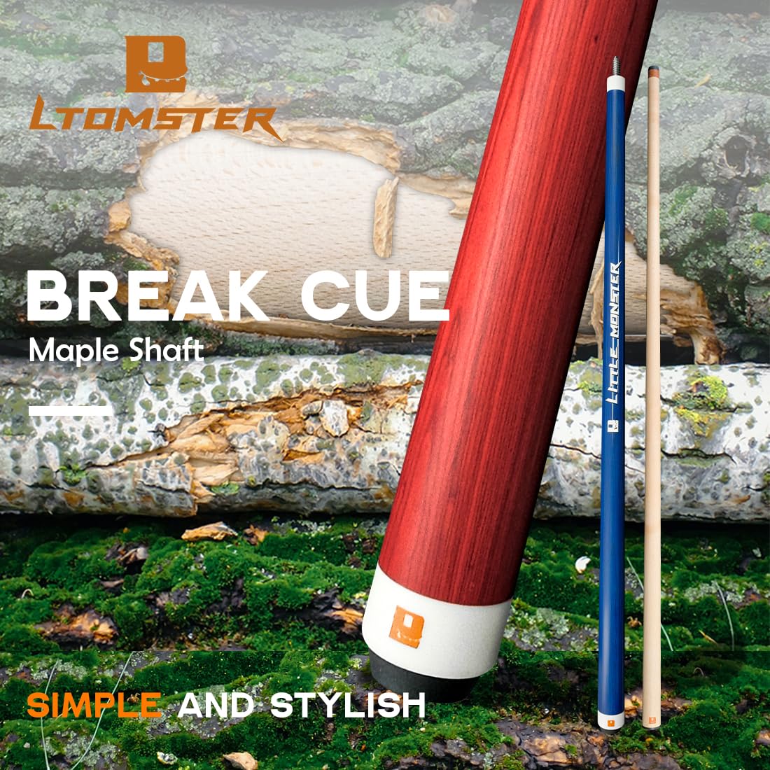 YEUEK Little Monster Break Cue 58'' 19oz 13.2mm Cue Tip Hard Technology Synthetic Wood Canadian Maple Shaft 3/8 * 10 Pin