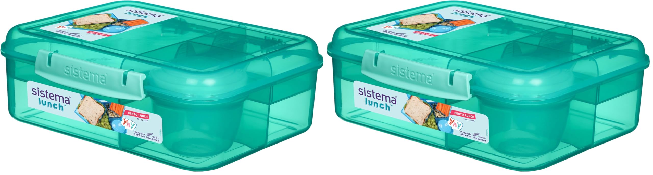 Sistema Bento Box Lunch, Bento School Lunch Box with Compartments, 1.65 L, Food Storage Container in Minty Teal, 1 Count — view 11