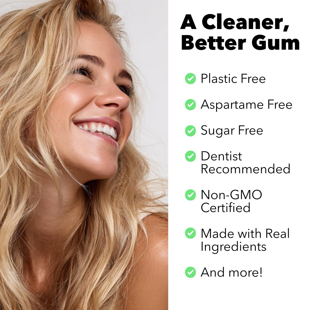 Refresh Gum Natural Xylitol Chewing Gum, Plastic Free, Organic Ingredients, Vegan, Non GMO, Gluten Free, Plant-Based, Natural Flavors, Garden Mint, 12 Pack (Garden Mint)