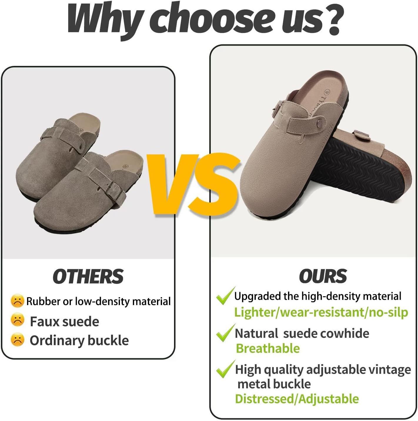 Women's Suede Clogs Soft Leather Mules Adjustable Buckle Cork Footbed Potato Shoes with Arch Support - Image 5