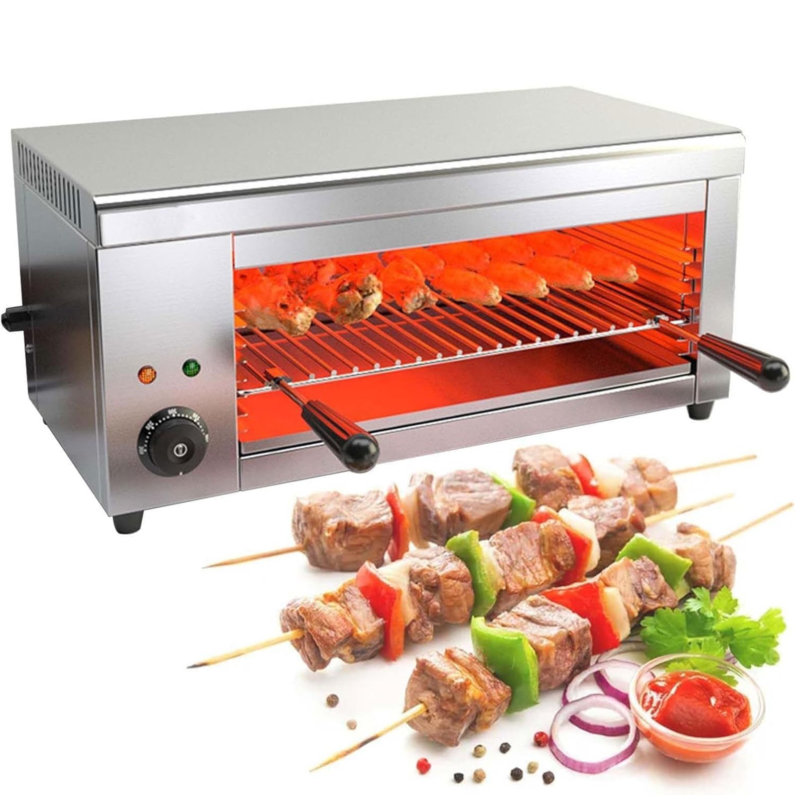 Asador Salamandra de 2000W, Parrilla Eléctrica Raclette para Fundir Queso, para Montaje en Pared o Encimera 50℃-300℃ para Queso y Carne