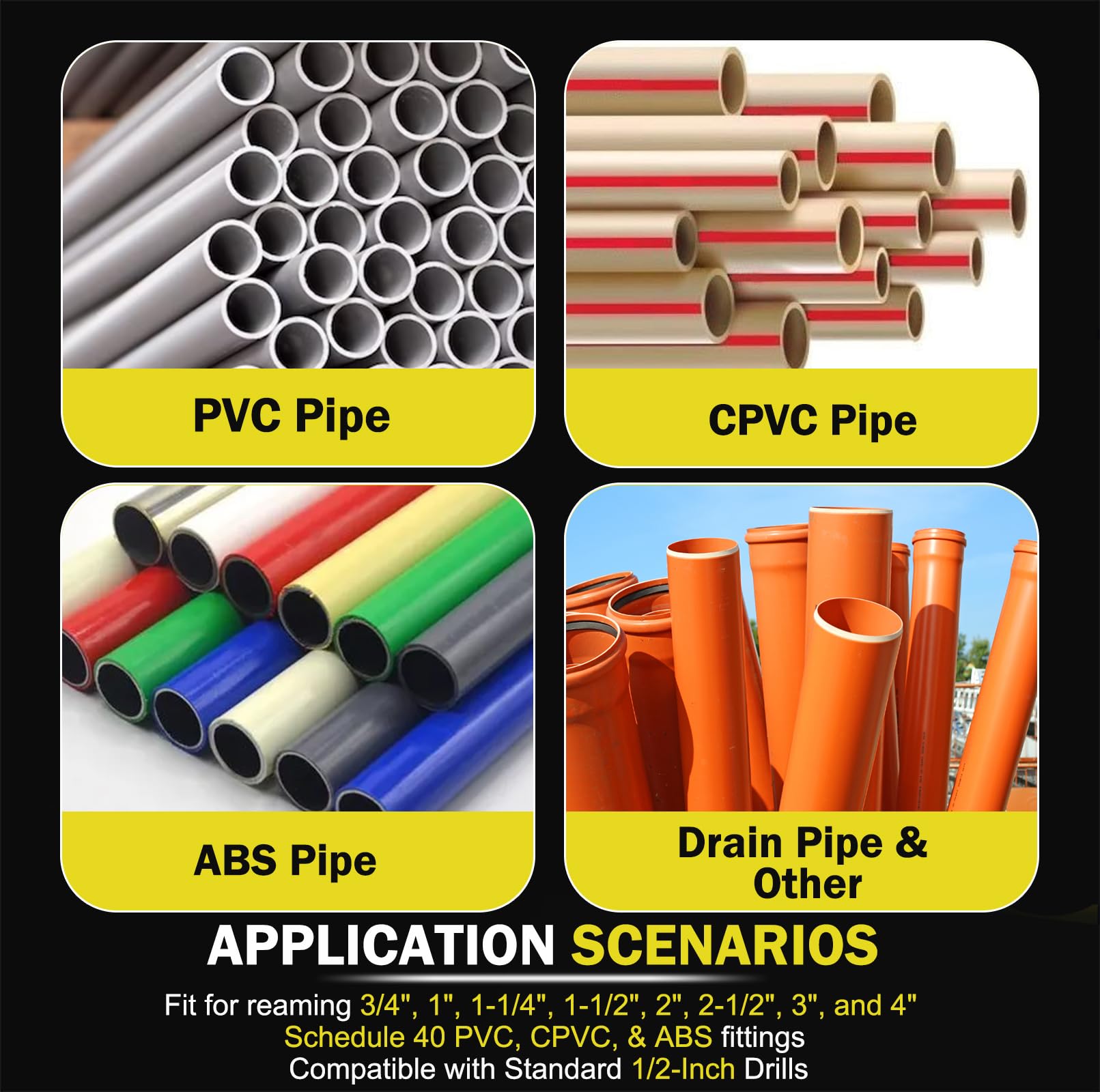 PVC Pipe Reamer Kit - 8 Piece Plumbing Tool -5 PVC Pipe Reamer Kit - 8 Piece Plumbing Tool -5