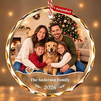 Personalized Christmas Ornaments, Custom Crystal Ornament with Photo Text