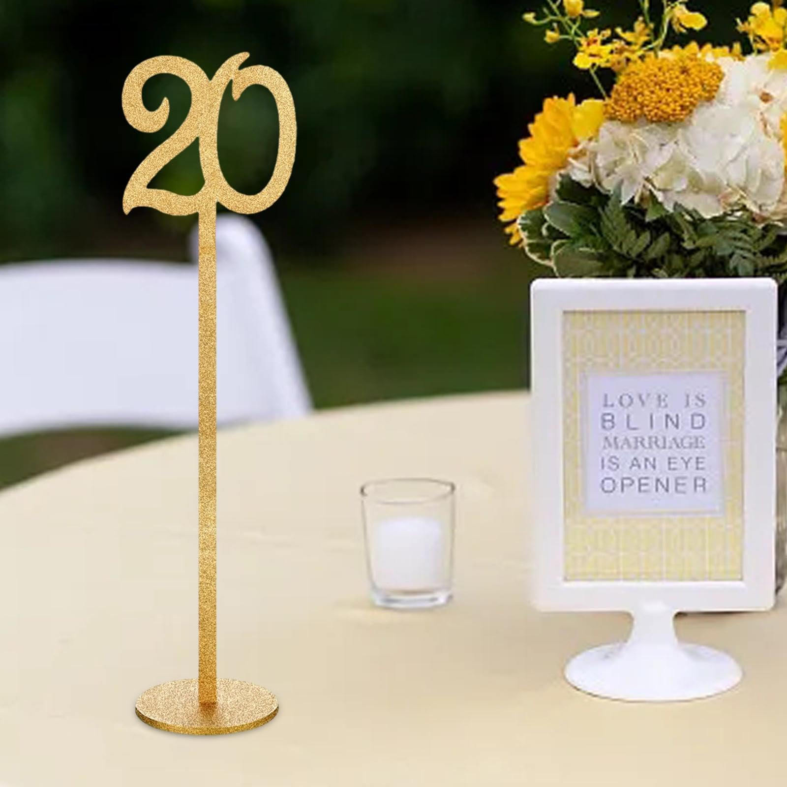 10 Tischkarten Aus Holz mit Sockel, Dekorative Beschilderung, Geeignet für Hochzeiten, Partys Und Jubiläen, 20 Stück golden