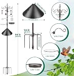 ERYTLLY Bird Feeding Station Kit with Squirrel Baffle Bird Feeder Pole with Suet Cage Mesh Tray Fruit Hook Double W Hook for Attracting Wild Birds and Hanging Planter Hanger Lights