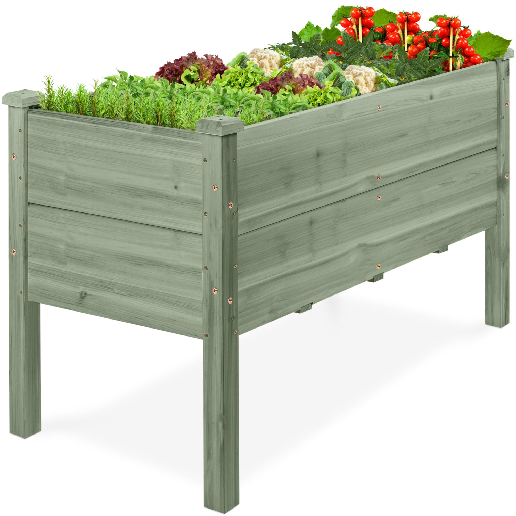 Best Choice Products 48" x 24" x 30" Raised Garden Bed with Extra Deep 16" Depth, Elevated Wood Planter Box Stand for Backyard, Patio, Balcony, Natural Fir Wood - Sage