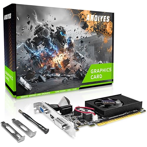 GT 610 2GB Graphics Card, 64Bit GDDR3 Graphics Card, DVI VGA HDMI Low Profile Graphics Card, Fanless Silent Design