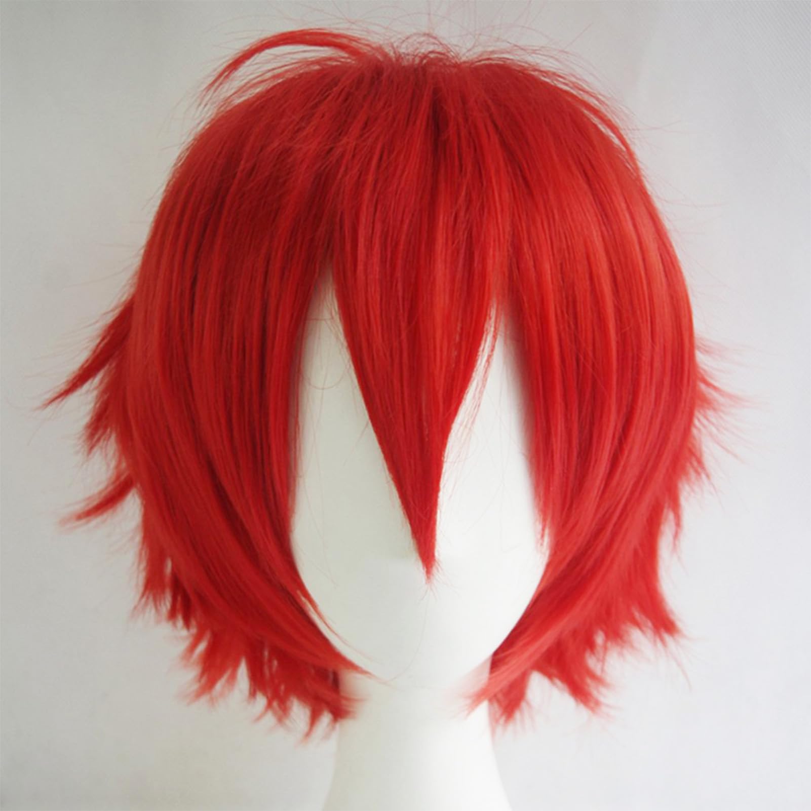 Dcbaboo Red Curly Wig - Short & Layered, 12" Natural Fluffy Straight Hair, Unisex Cosplay & Halloween Wig with Cap - Image 2