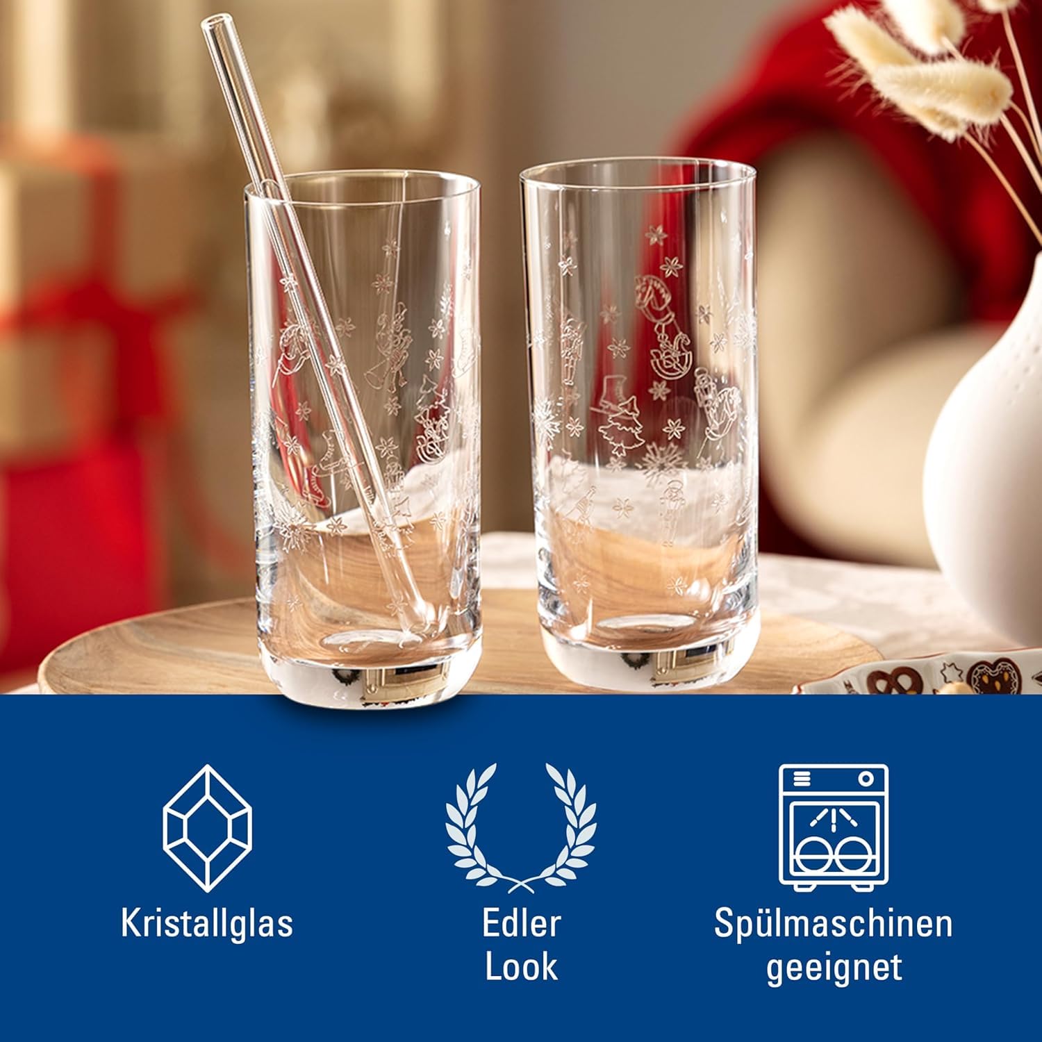 Villeroy & Boch – Toy's Delight Longdrink-Glas Set 6-teilig Klar, Spülmaschinenfest, Gläser Weihnachten Toys, Gläser Weihnachtsmotiv, Trinkgläser, Weihnachtsgläser, Cocktailgläser, Kristallglas