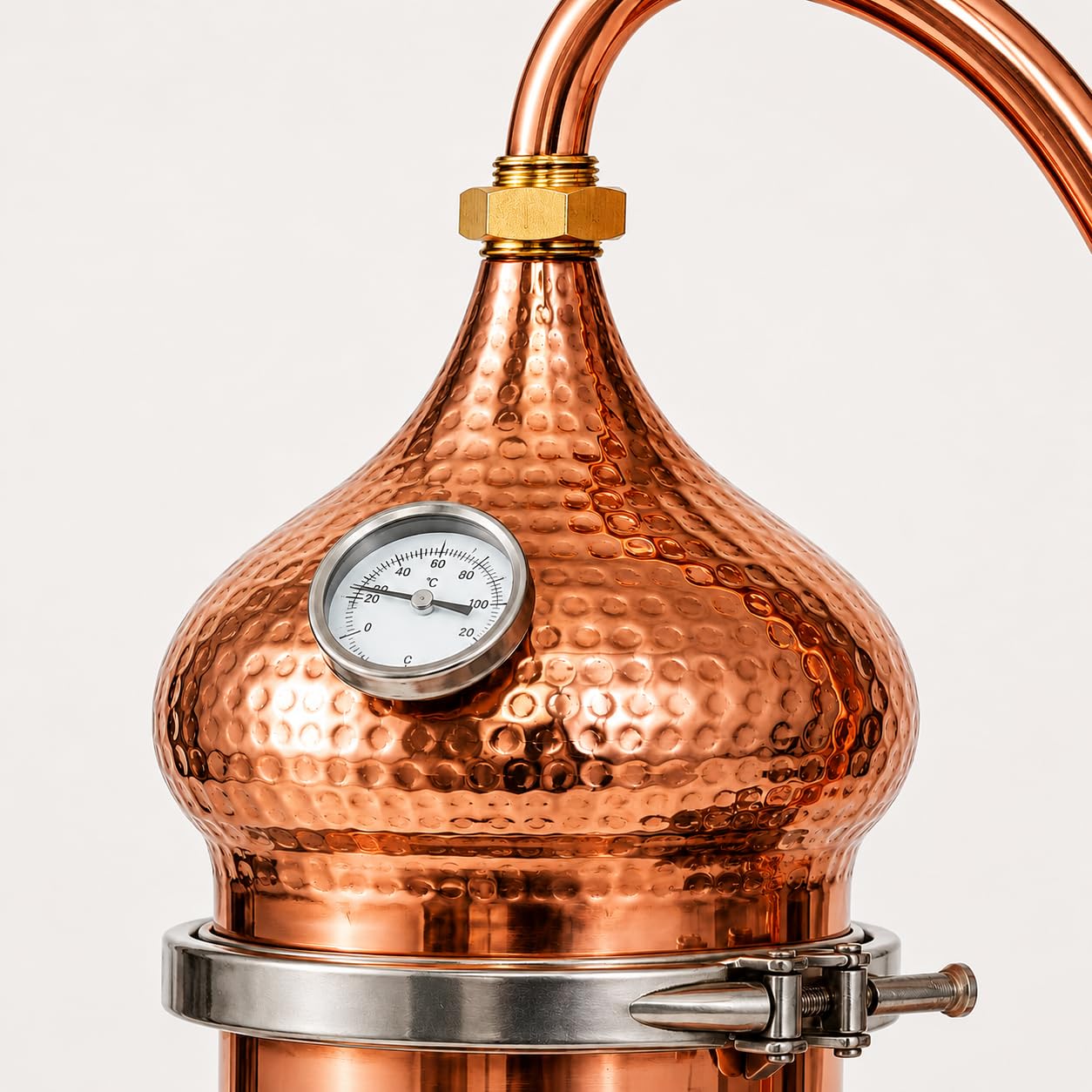 Kit de alambique de cobre de 2 litros con termómetro, equipo de destilación para whisky y aceites esenciales
