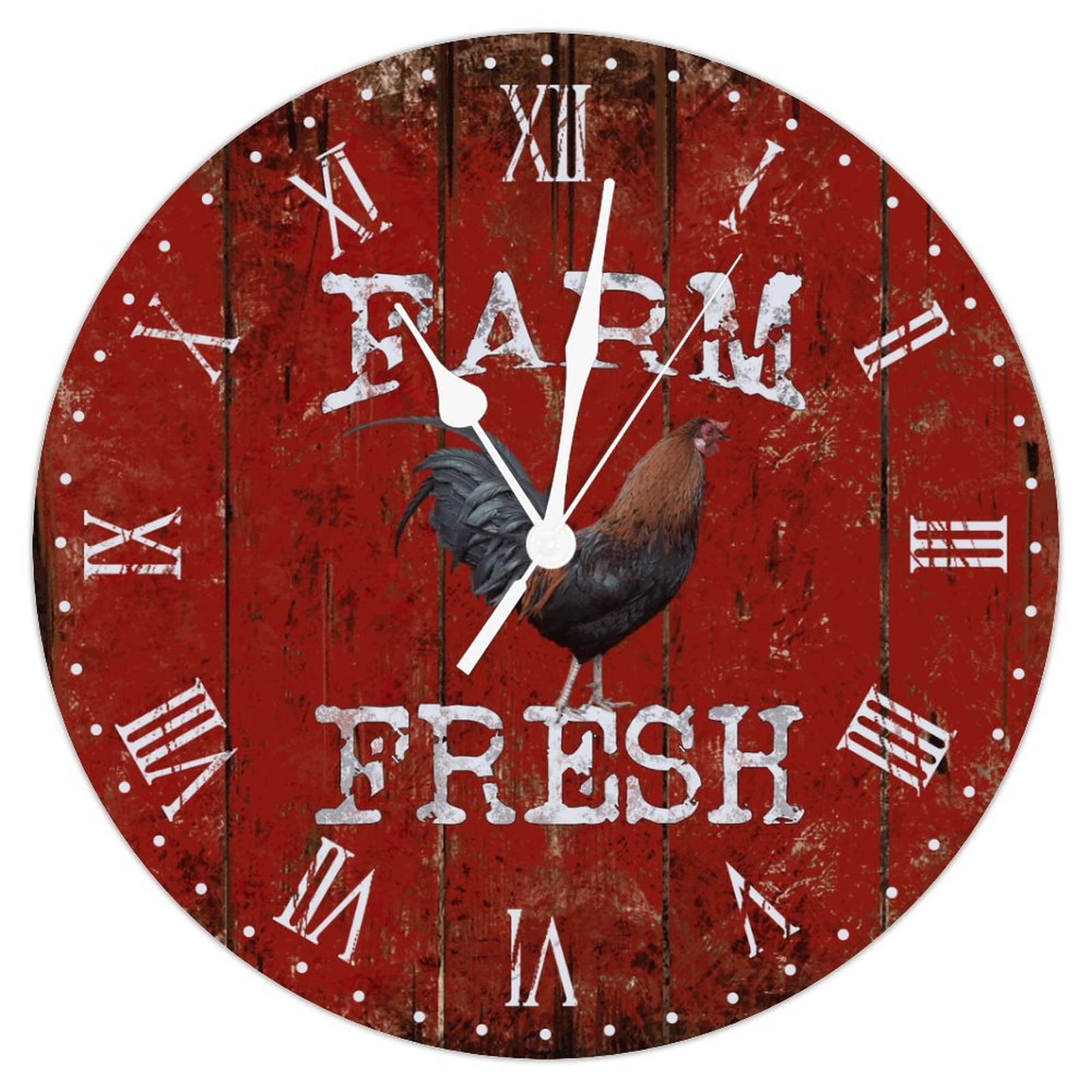 Horloge murale rustique à piles avec grand cadran silencieux