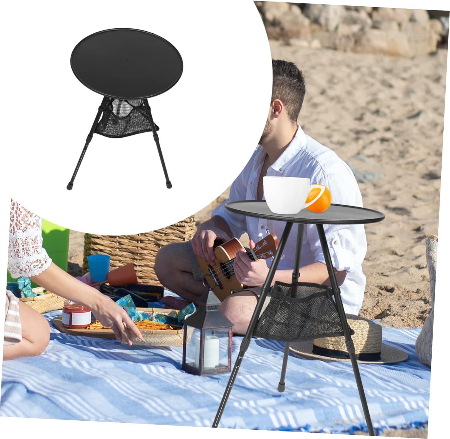 Camping Side Table Aluminum Alloy Portable Round Design Camping Table Compact Storage