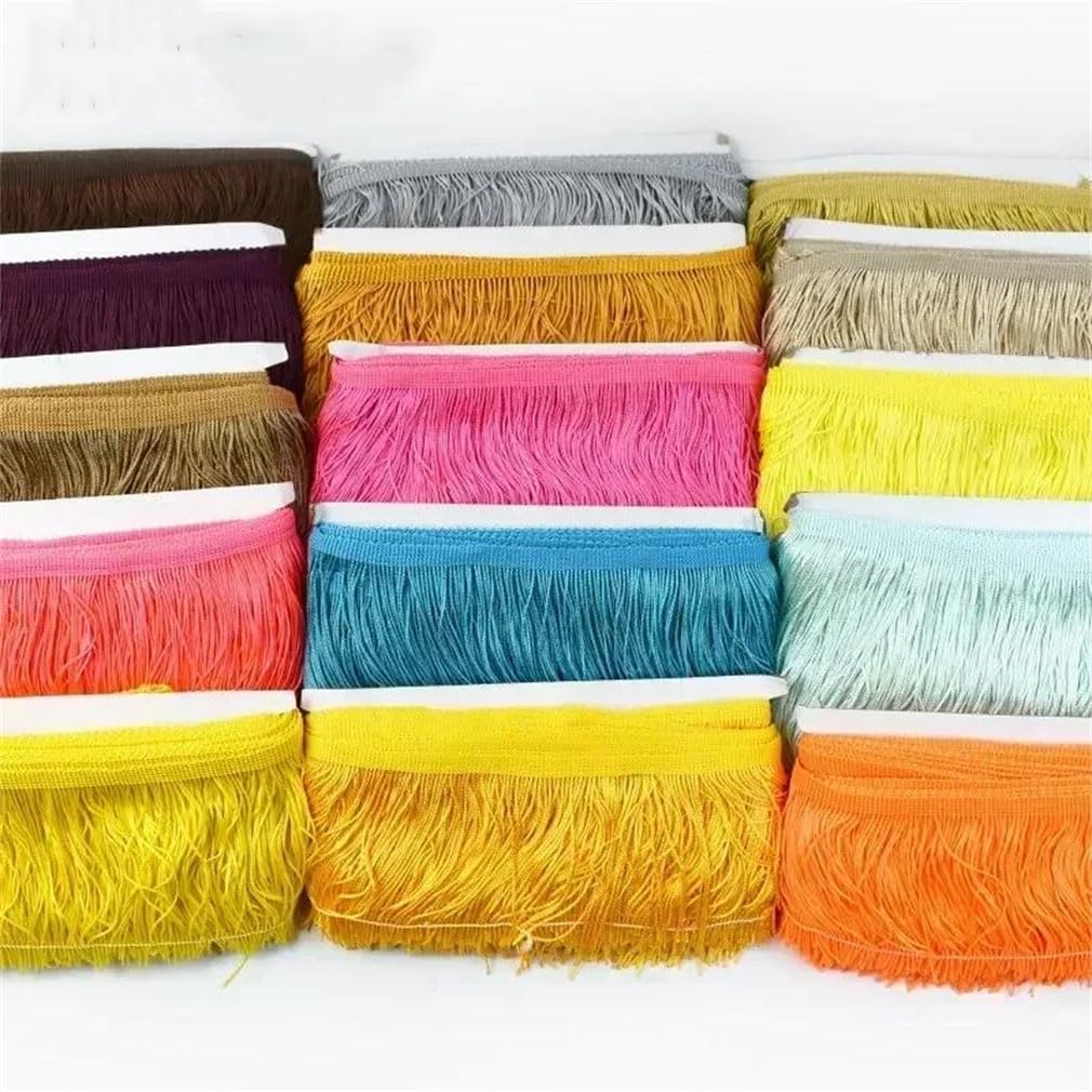 Cinta de encaje tejida con flecos de 10 metros, 10, 15, 20 y 30 cm, con flecos y borlas largas, accesorios de decoración de prendas de vestir