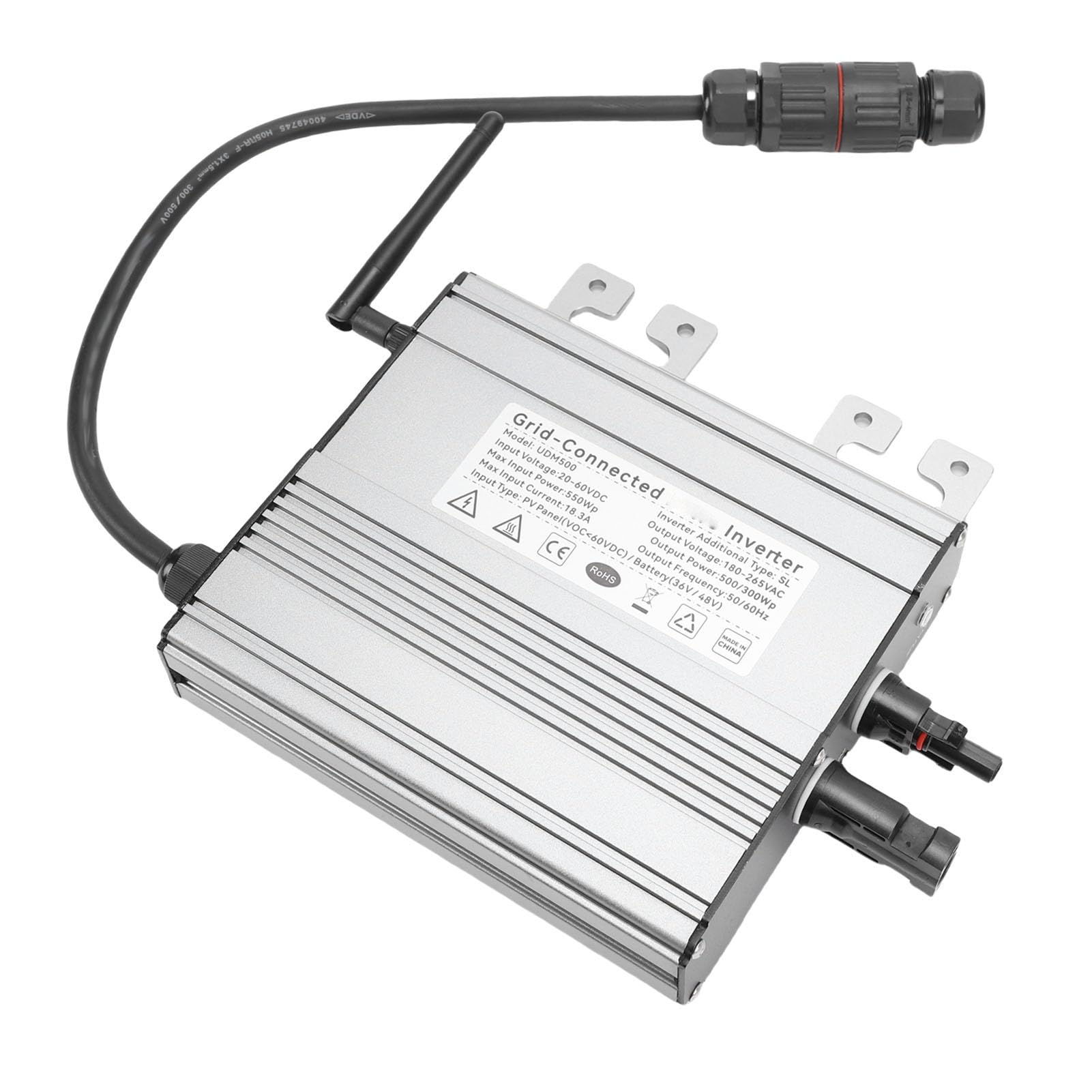 Microinversor de conexión a Red Solar fotovoltaico pequeño Inteligente Inversor Solar Compacto con impermeabilización IP65 Carcasa Resistente de aleación de Aluminio para