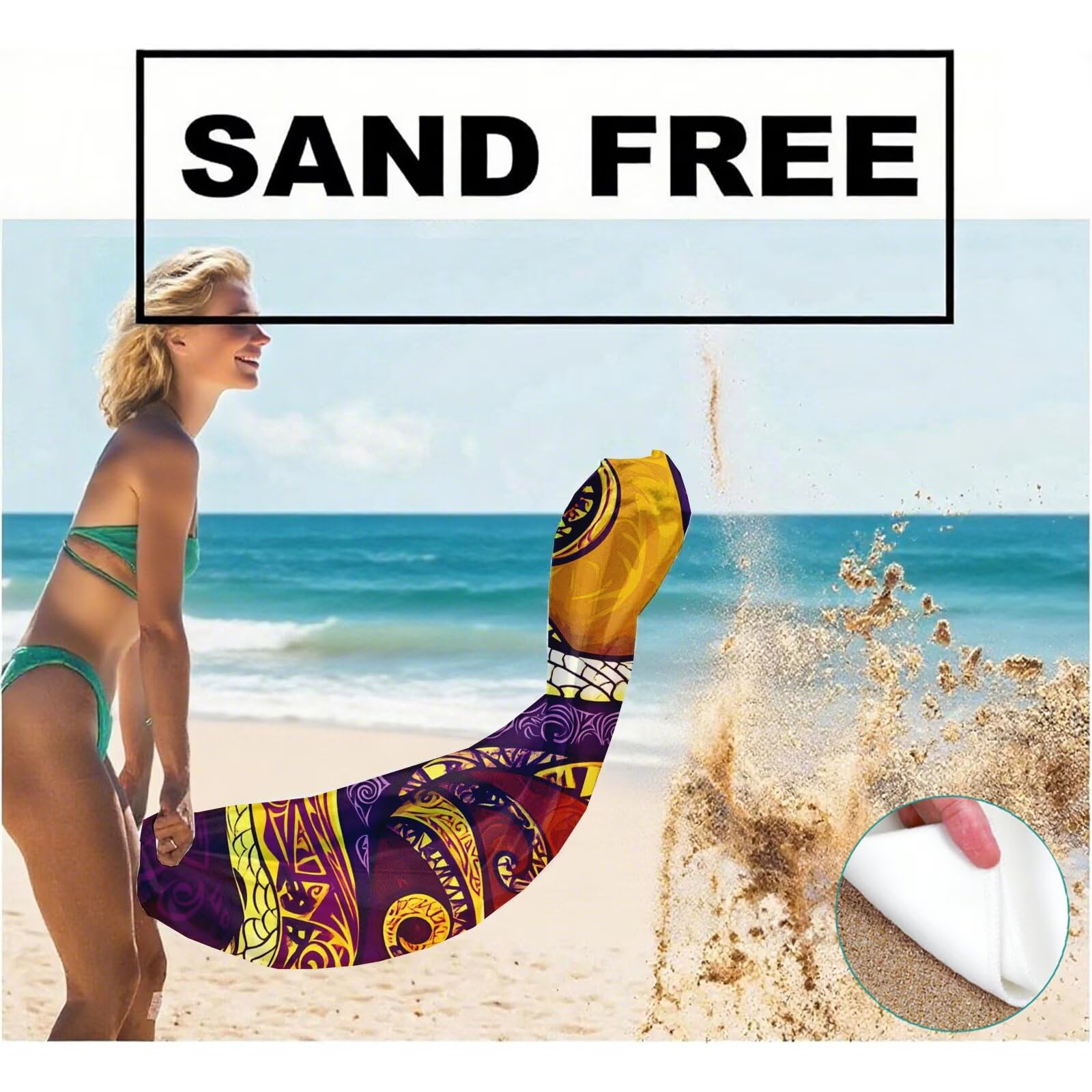 Telo Mare Microfibra, Telo Mare Grande 200x100 cm Set da 2, Antisabbia Asciugatura Rapida Assorbente Salvietta da Spiaggia Asciugamano per Palestra Piscina Viaggi Picnic, Regali Donna Pescare Q-769