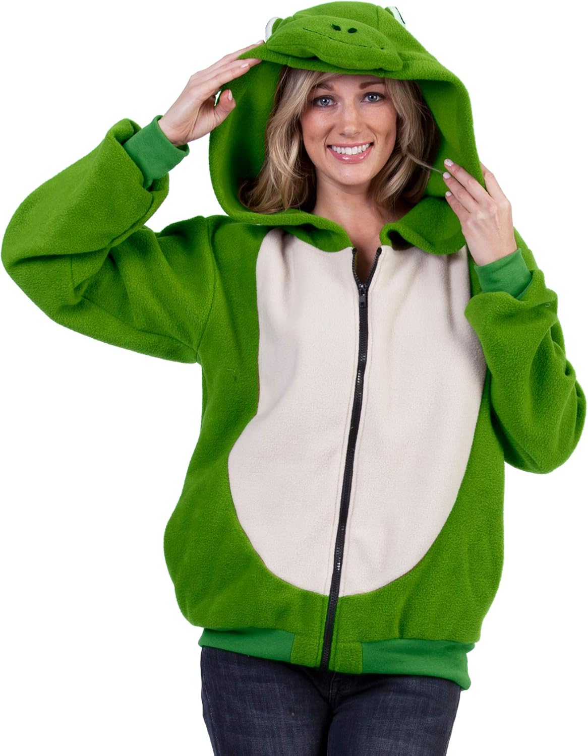 frog moletom com capuz with zipper mouth