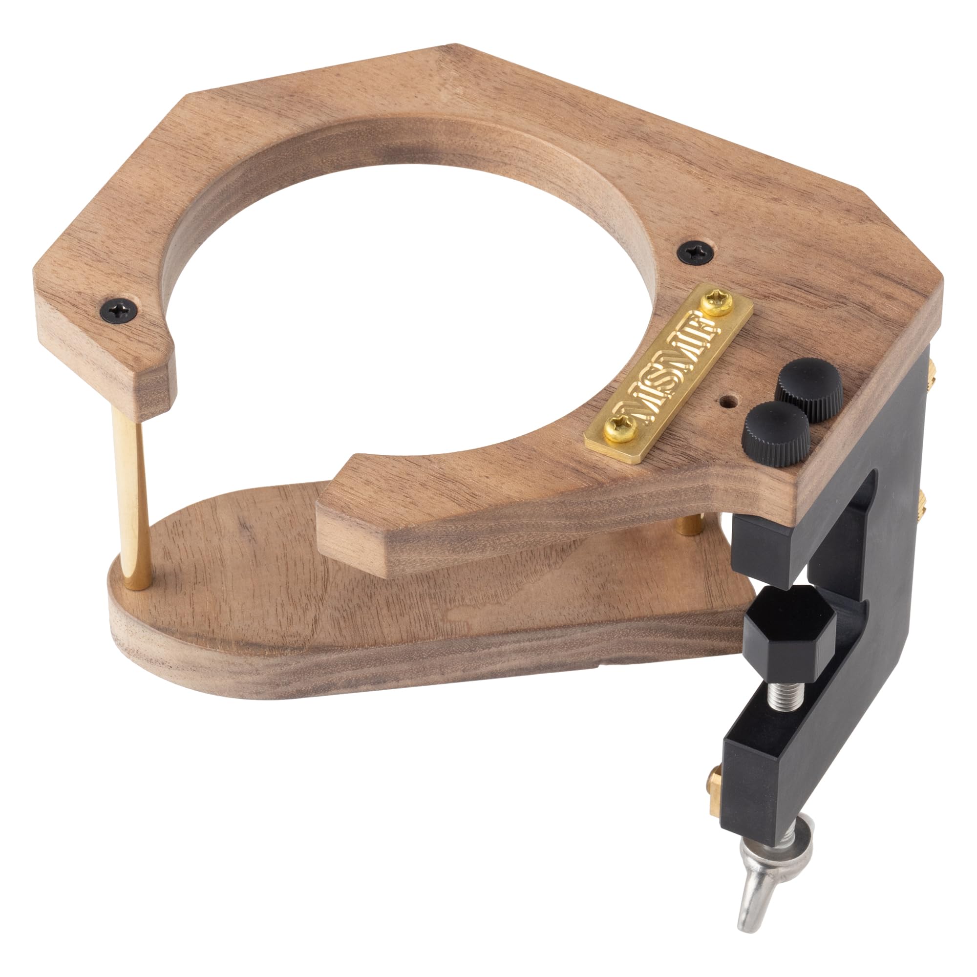 MSMF DRH-WA×BR Drink Holder for Chair with Elbow Rest Walnut x Brass, Approx. Height 4.1 inches (10.5 cm), Width 4.7 inches (12 cm), Length 6.5 inches (16.5 cm), 12.3 oz (350 g)