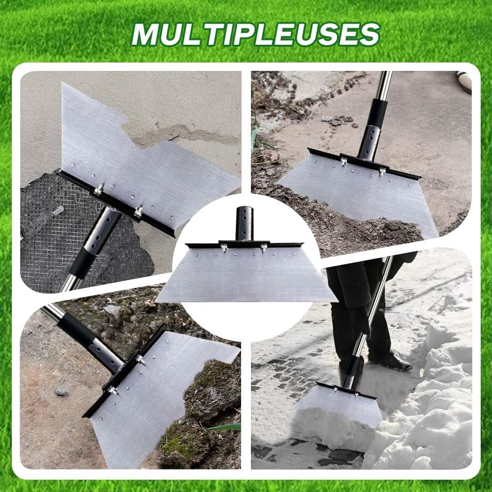 Pelle de Desherbage avec Manche 163cm, Pelle de Nettoyage de Jardin 32cm, Grattoir De Jardin pour Mauvaises Herbes et Mousse,Outil De Désherbage De Ferme