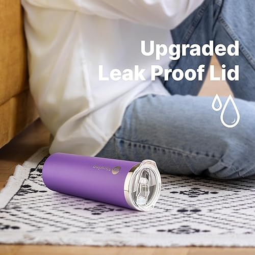 Miniatura 3 de Bluwing Paquete de 4 vasos delgados de acero inoxidable de 20 onzas con aislamiento de doble pared con pajita, tapa a prueba de fugas, cepillos para