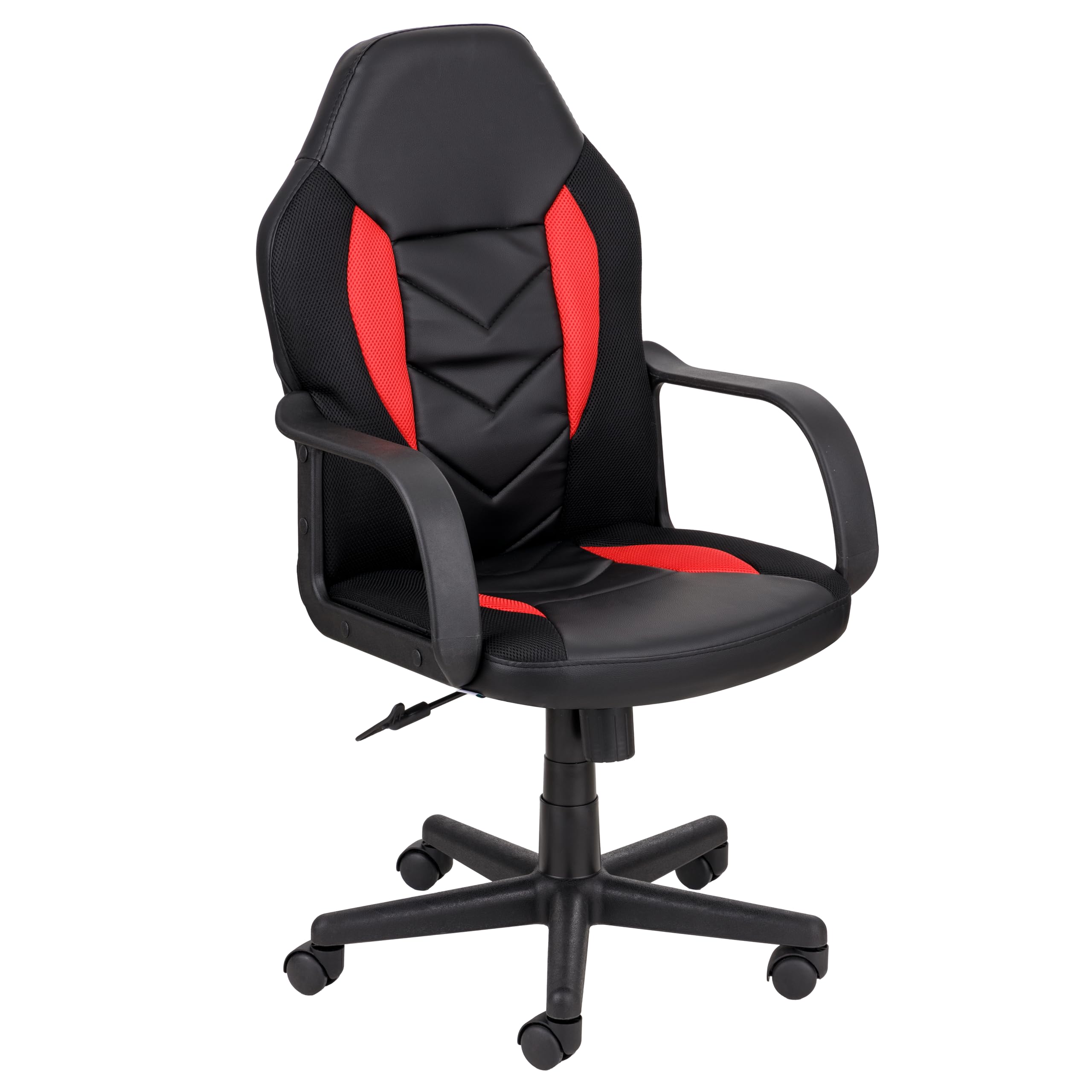 Baroni Home Sedia da Gaming Inclinabile, Acciaio e Soft Foam, Sedia da Gioco Ergonomica, Ruote Girevoli, Altezza e Inclinazione Regolabile, Sedia Adulti Facile da Montare, 55x45x108 cm, Rosso
