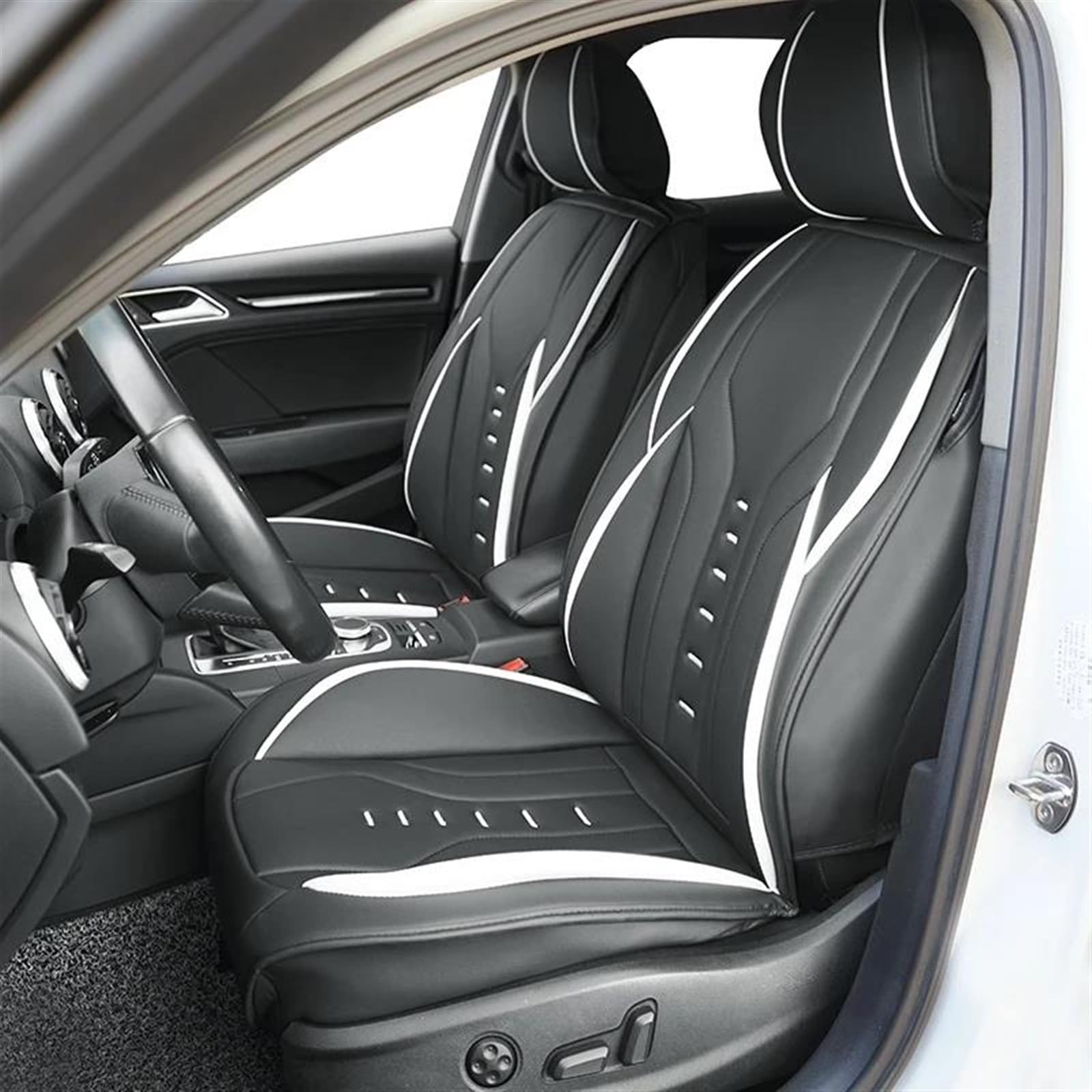 Cuero Funda Asiento Coche Conjunto De Funda Protectora Universal Deportiva para Asiento De Coche, De Cuero PU, Totalmente Envuelto, Cómodo, para Silla Fundas Asientos Coche