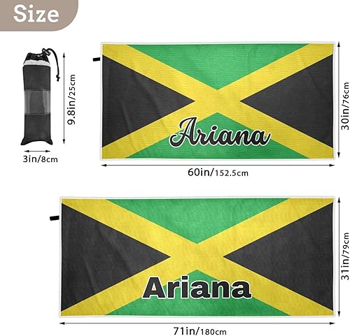 Miniatura 3 de J JOYSAY Toallas de playa personalizadas de secado rápido con bandera de Jamaica para adultos, toallas de playa de microfibra personalizadas con