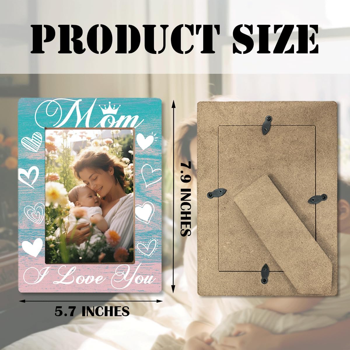 Wooden Photo Frame Mom I Love You Heartwarming Mom Birthday Gift From Daughter Or Son Thoughtful Mother’s Day Gifts For Family Thanksgiving & Christmas Gift Unique Picture Frame 8x6 Inches - Image 3