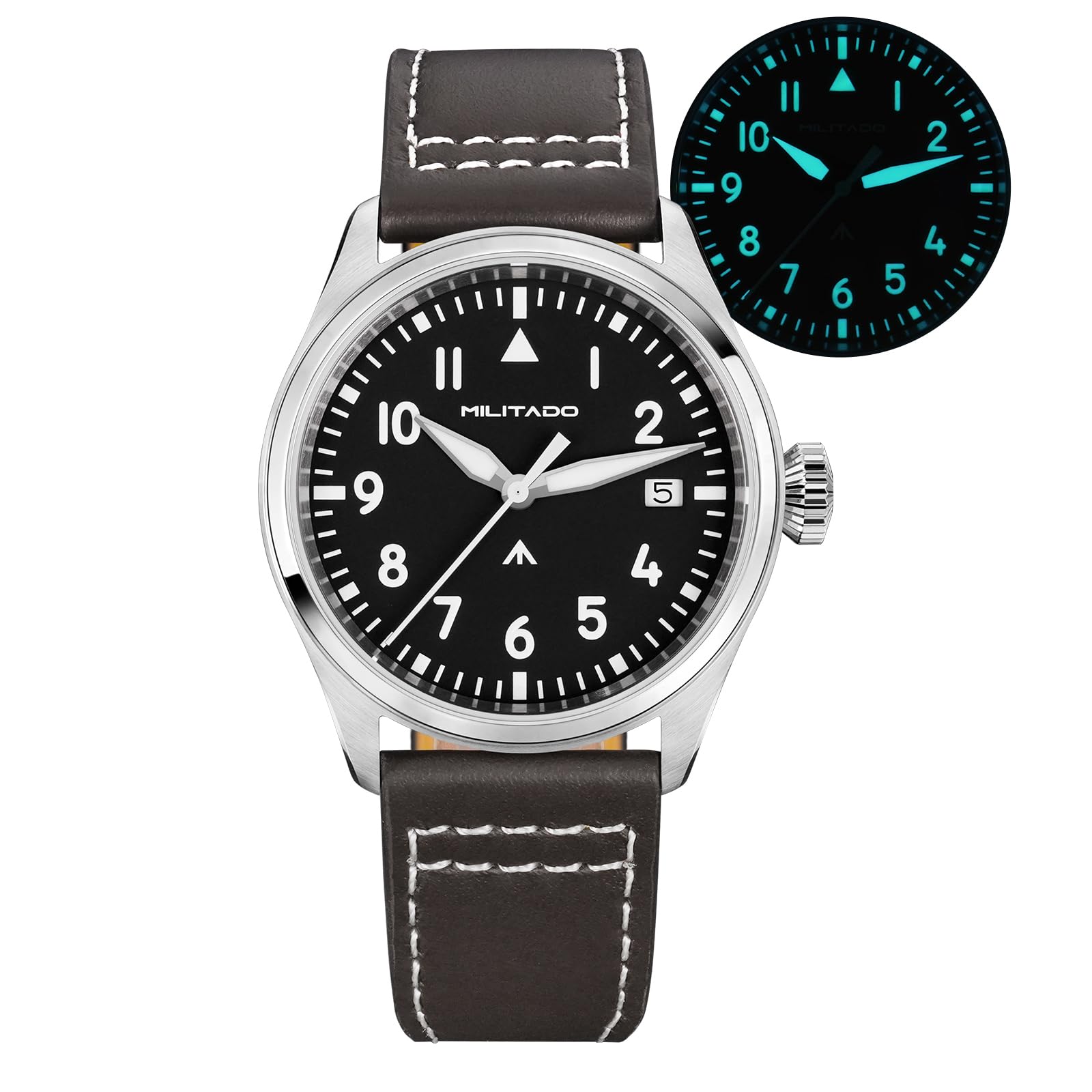 TACTICAL FROG Militado ML21 37 mm Fliegeruhr, VH31 Sweep/515 Quarzwerk, Saphirglas, BGW9 Leuchtmasse, 100 m wasserdichte Herren-Freizeituhr