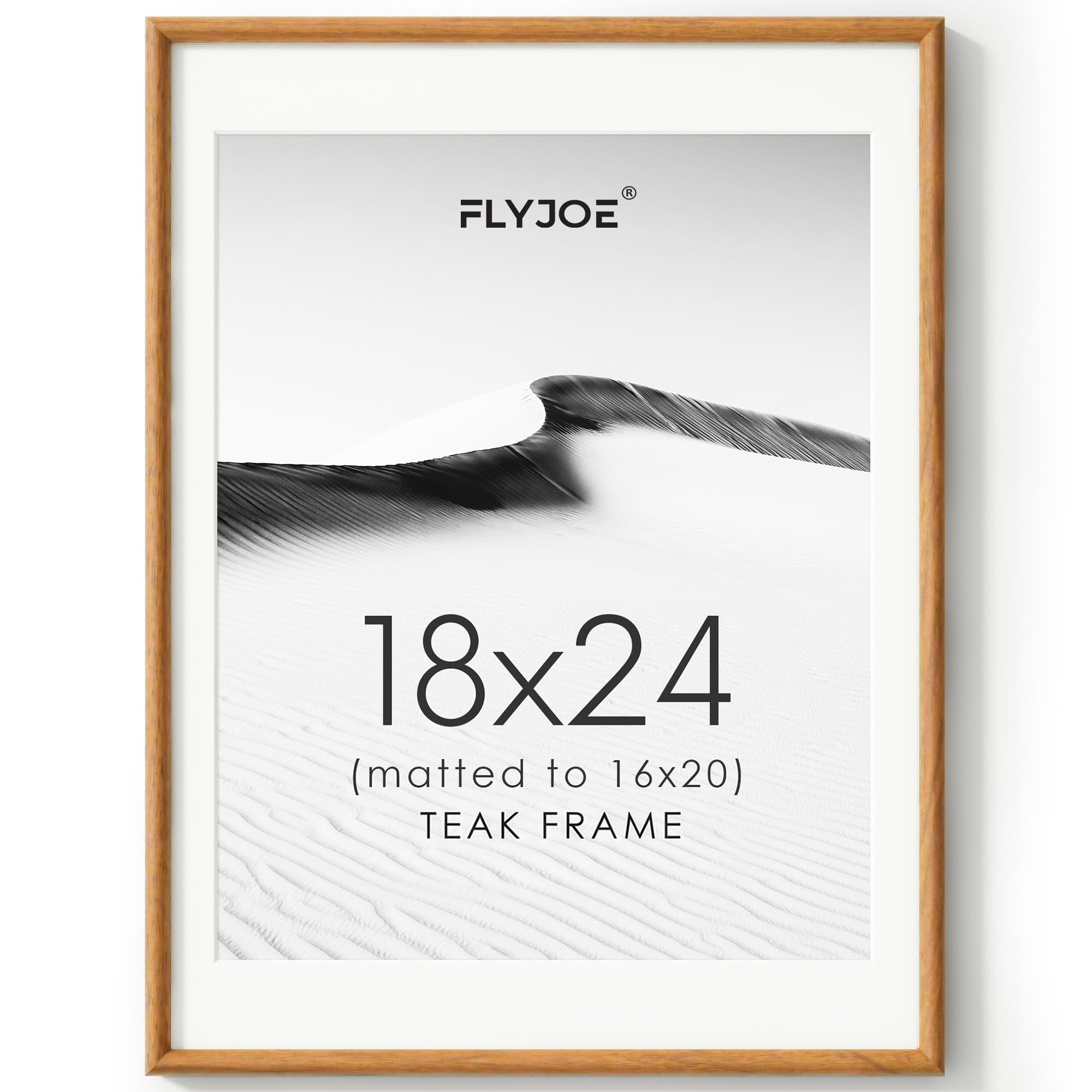 18x24 Picture Frame, Natural Solid Teak Wood Photo Frame, Square Angle