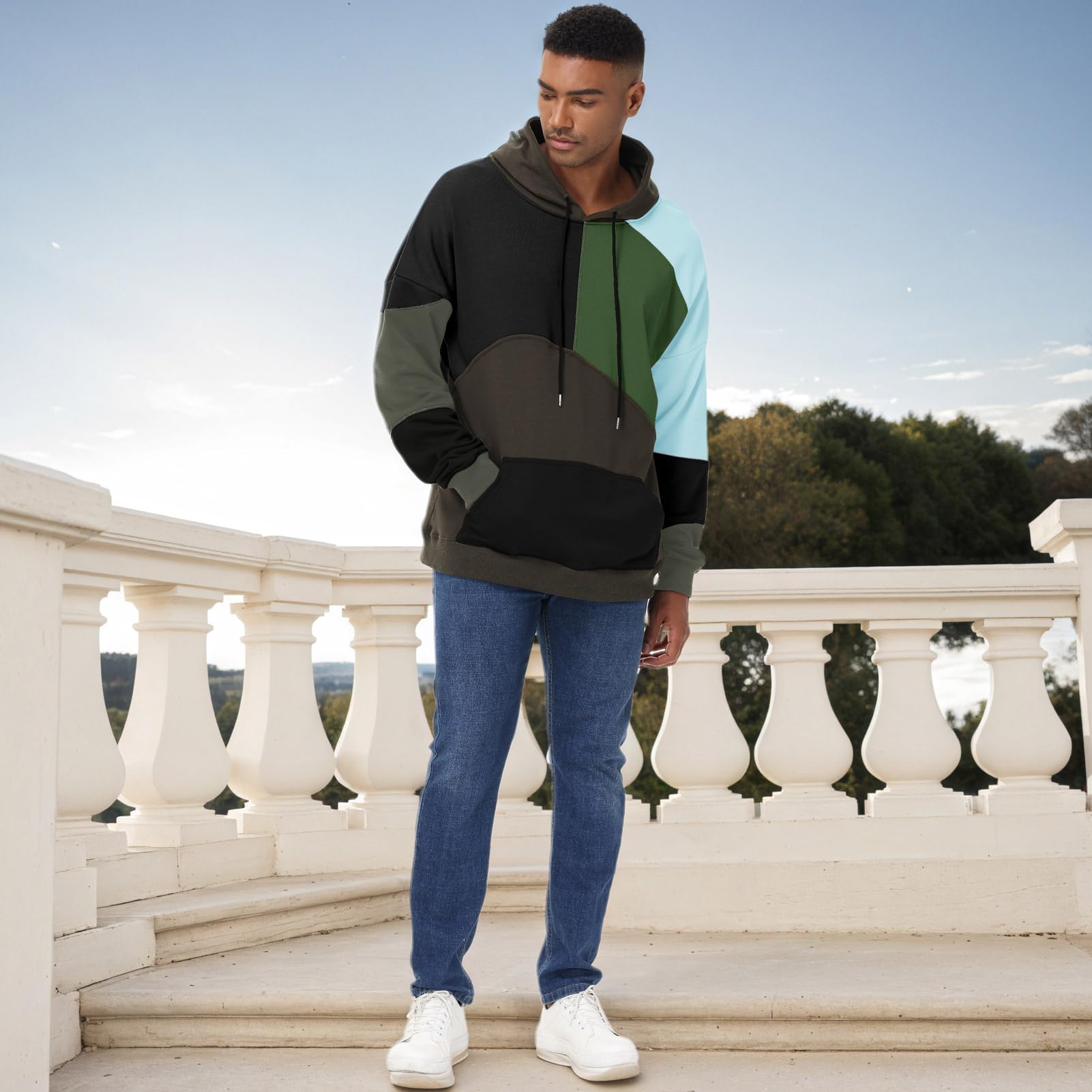Hombre Sudadera con Capucha Techwear Colores Manga Larga Hoodie | Hip Hop Ligea Deportiva Casual Jersey Primavera Otoño Invierno Viajes y Acampadas