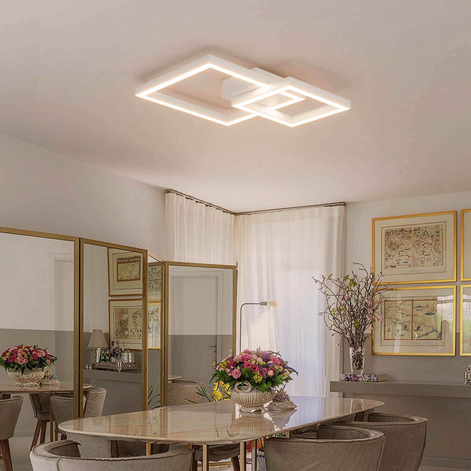 Klighten Lámpara de Techo Led 35W 2400 Lumen, Moderna Plafón Led Techo, Luz de Techo Aluminio para Dormitorio Salón Cocina Pasillo, 36 x 36 x 6 cm, Blanco Cálido 3000K, Blanco