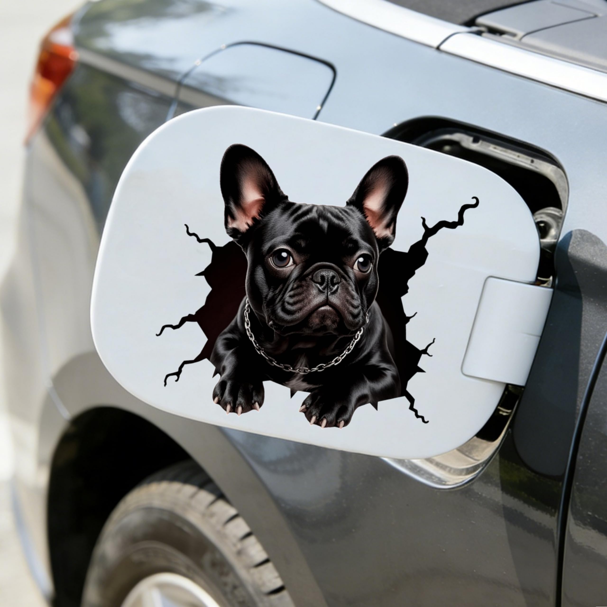 Naklejka samochodowa 3D z motywem buldoga francuskiego, wodoodporna, winylowa, błyszcząca, odporna na zarysowania naklejka na zderzak na samochód, motocykl, laptopa, walizkę, kaski, drzwi, ściany, 2