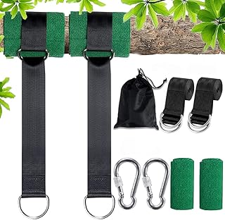 Huiaipaic 8FT Tree Swing Hanging Straps Kit Holds 2200 lbs (Set of 2), Extra Long Tree Swing Straps with 2 Tree Protector and Heavy Duty Carabiner, Easy to Hang Most Outdoor Swing or Hammock Straps