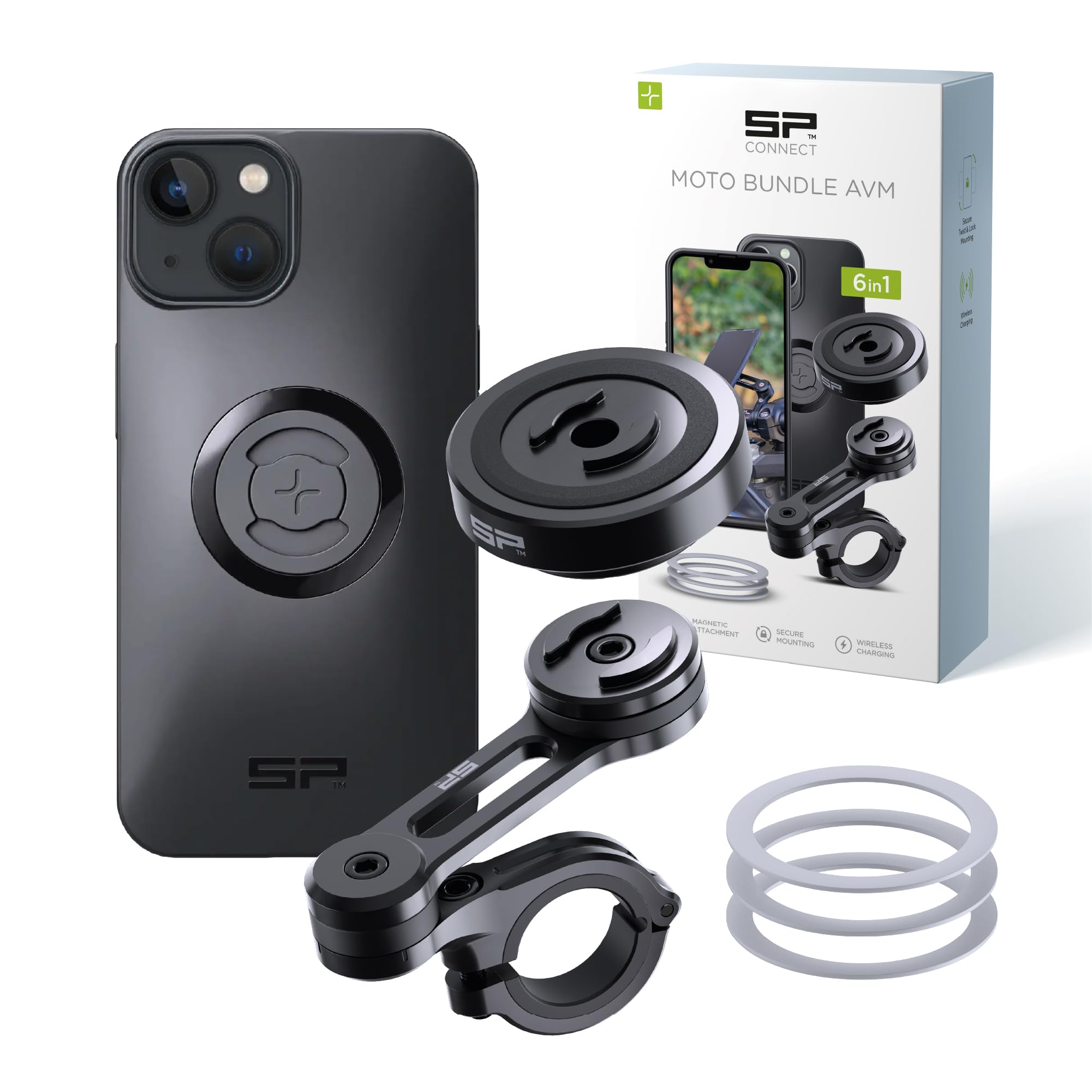 SP CONNECT Moto Bundle mit Anti Vibration Module | SPC+ | kompatibel mit iPhone 14/13 | Handyhalter für Motorrad Bike Moped Roller | Gadget Halterung für Navi