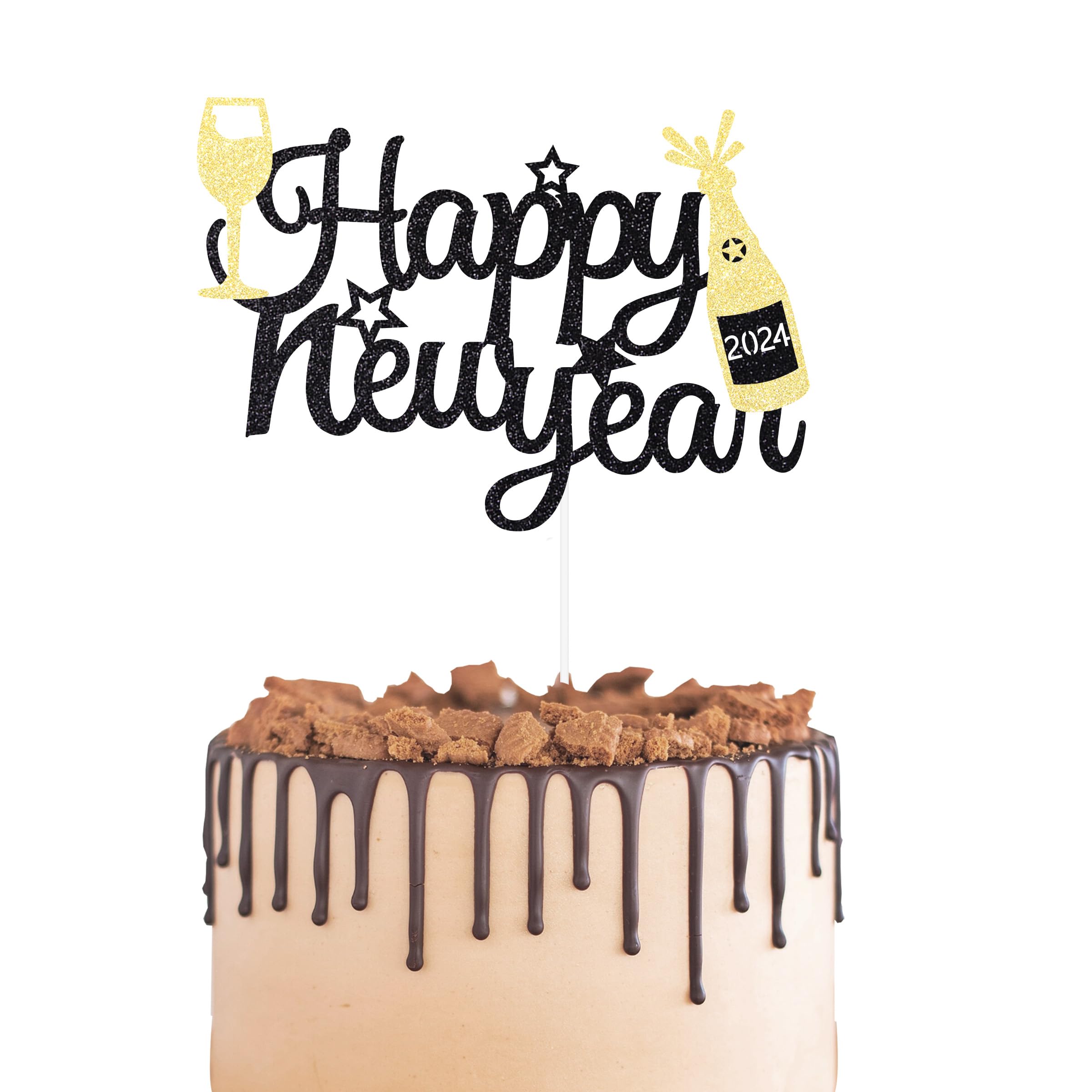 Photo 1 of 3 PACK**
Gexolenu Happy New Year Cake Topper Glitter Balck Cheer And Beer Welcome 