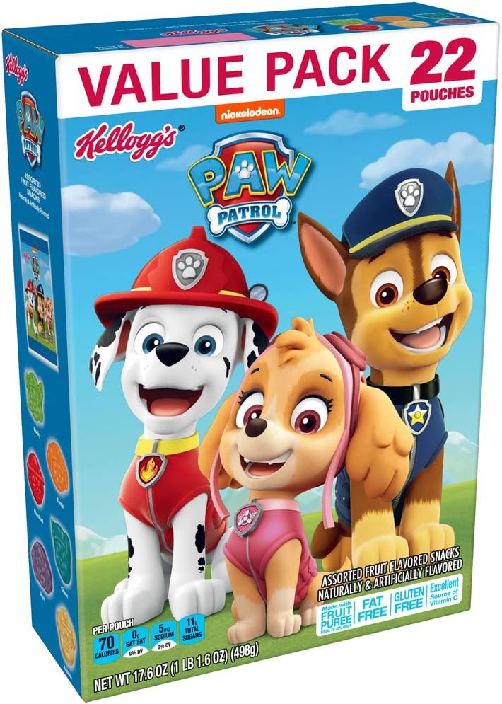 PAW Patrol, Assorted Fruit Flavored Snacks, Original, Excellent Source of Vitamin C, 17.6 Oz Box (Pack of 6)
