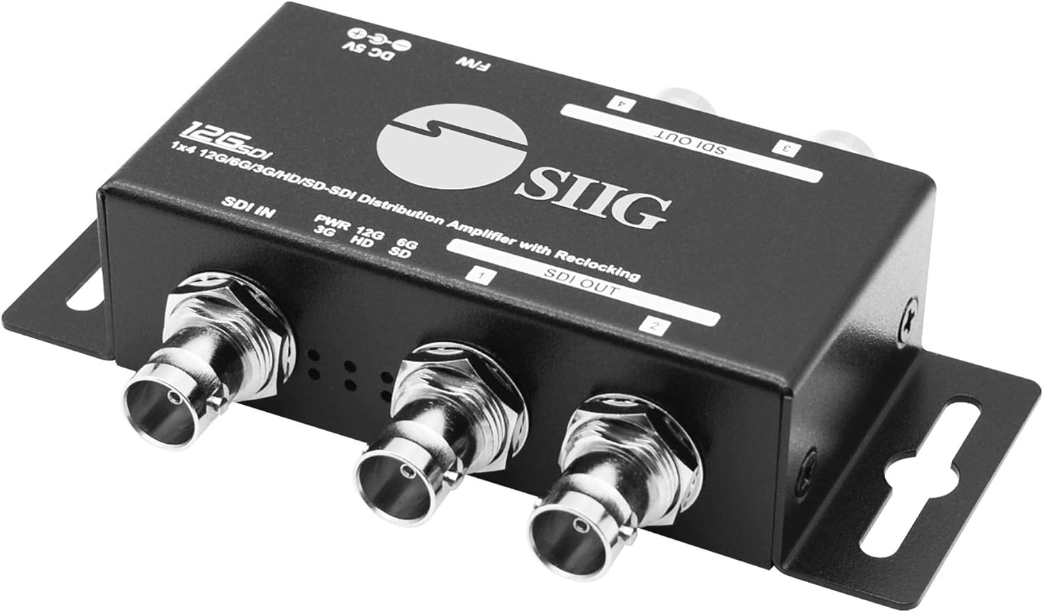 SIIG 1x4 12G SDI Splitter, Distribution Amplifier, 4K60 12G/6G/3G/HD/SD-SDI, TAA Compliant, ESD Protection, Premium Metal Housing, Wall-mountable Design (CE-SD0G11-S1)