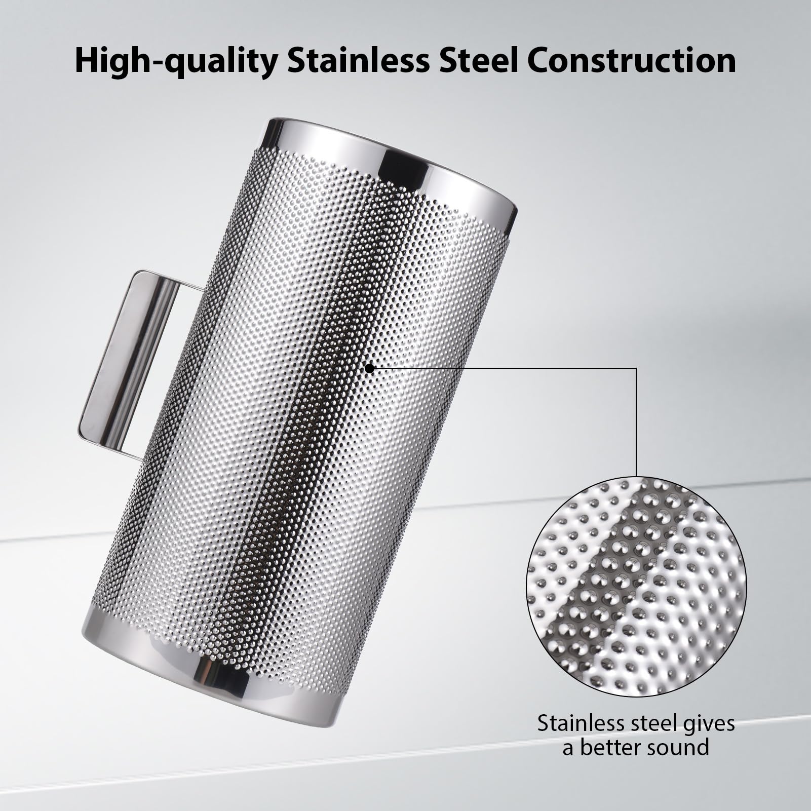 12 -Zoll -Edelstahl Guiro Shaker, professioneller Metall -Percussion -Shaker mit Schaber, Bandbegleiter Sand Hammer Guiro Musical Instruments Tool für Live -Performance, Silber (12 Zoll)