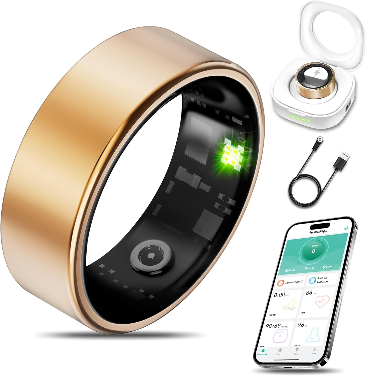 Smart Health Ring for Women Men Fitness Tracker with Heart Rate