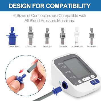 5.9~13 (15-32cm) Extra Small to Medium Blood Pressure Cuff - BP Replacement Cuff for Individuals with XS/Small/Medium Upper Arms, 6 Size Connectors Compatible with Omron and Other Brands (Cuff Only)