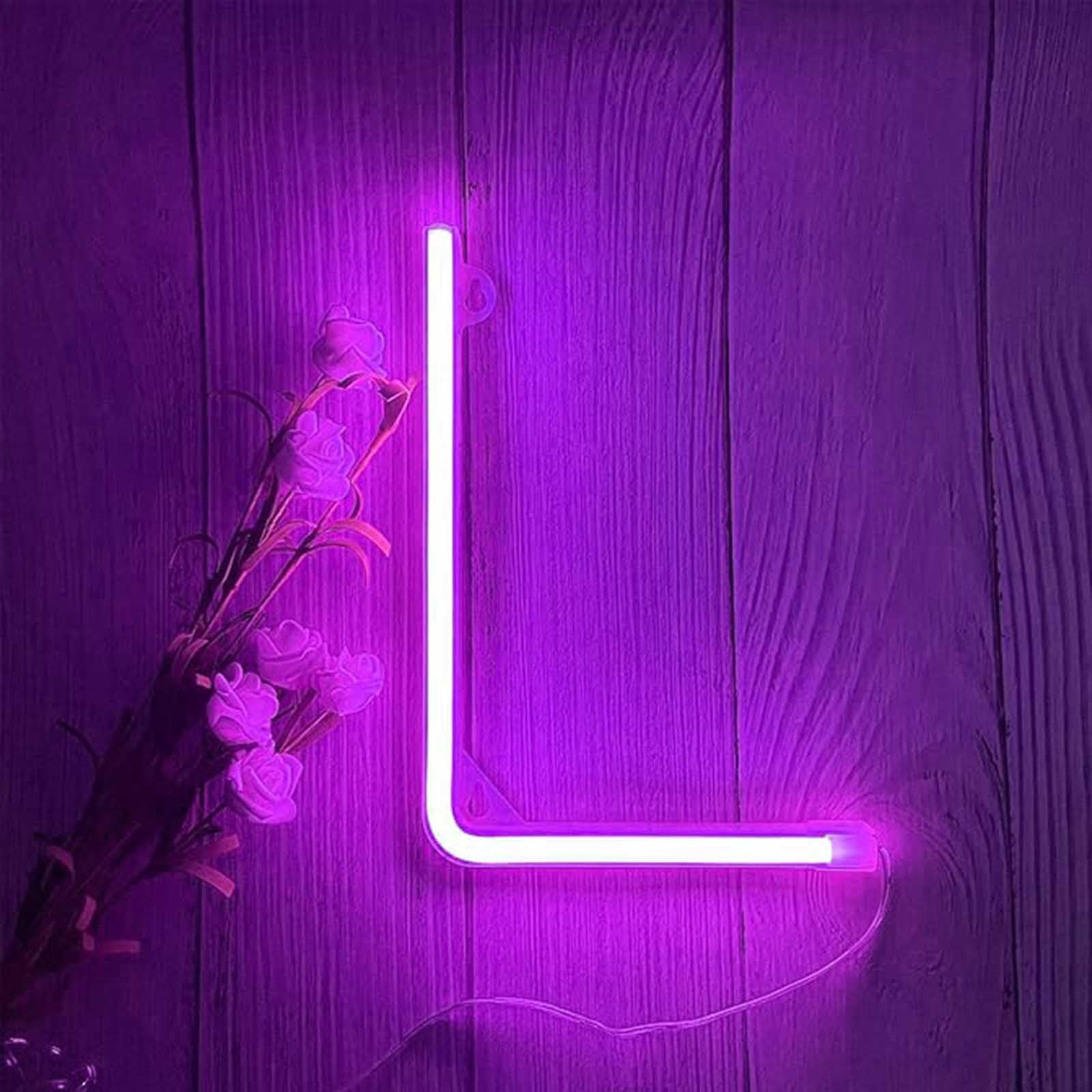 Purple Neon Light for Home & Party - Dual Power USB/3AA Battery Custom Text Signs for Bedrooms Bars Photo Studios Holiday Events and Cafe Wall Decoration(Letters L) — image 1