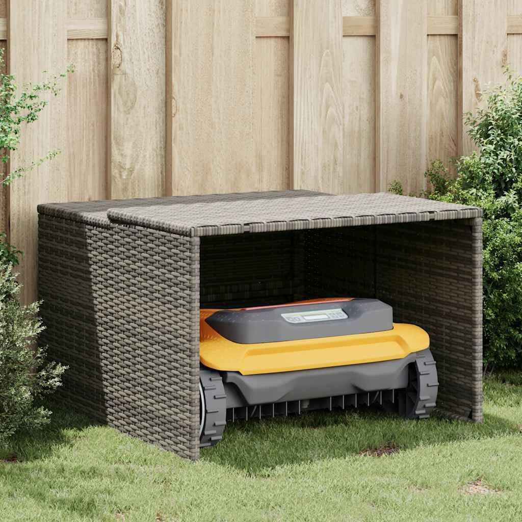 Genérico Caseta de Robot cortacésped ratán sintético Gris 86x90x52/57cm,Jardín,Accesorios para maquinaria de jardinería,Accesorios de cortacéspedes,Fundas para cortadoras de césped,365406